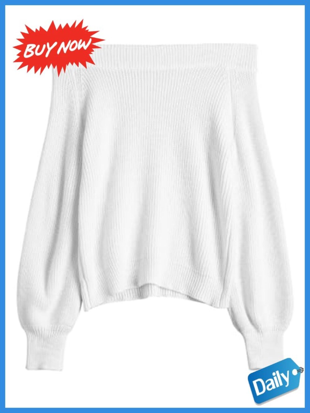Off Shoulder Knit Sweater Long Sleeve Loose Pullover Jumper